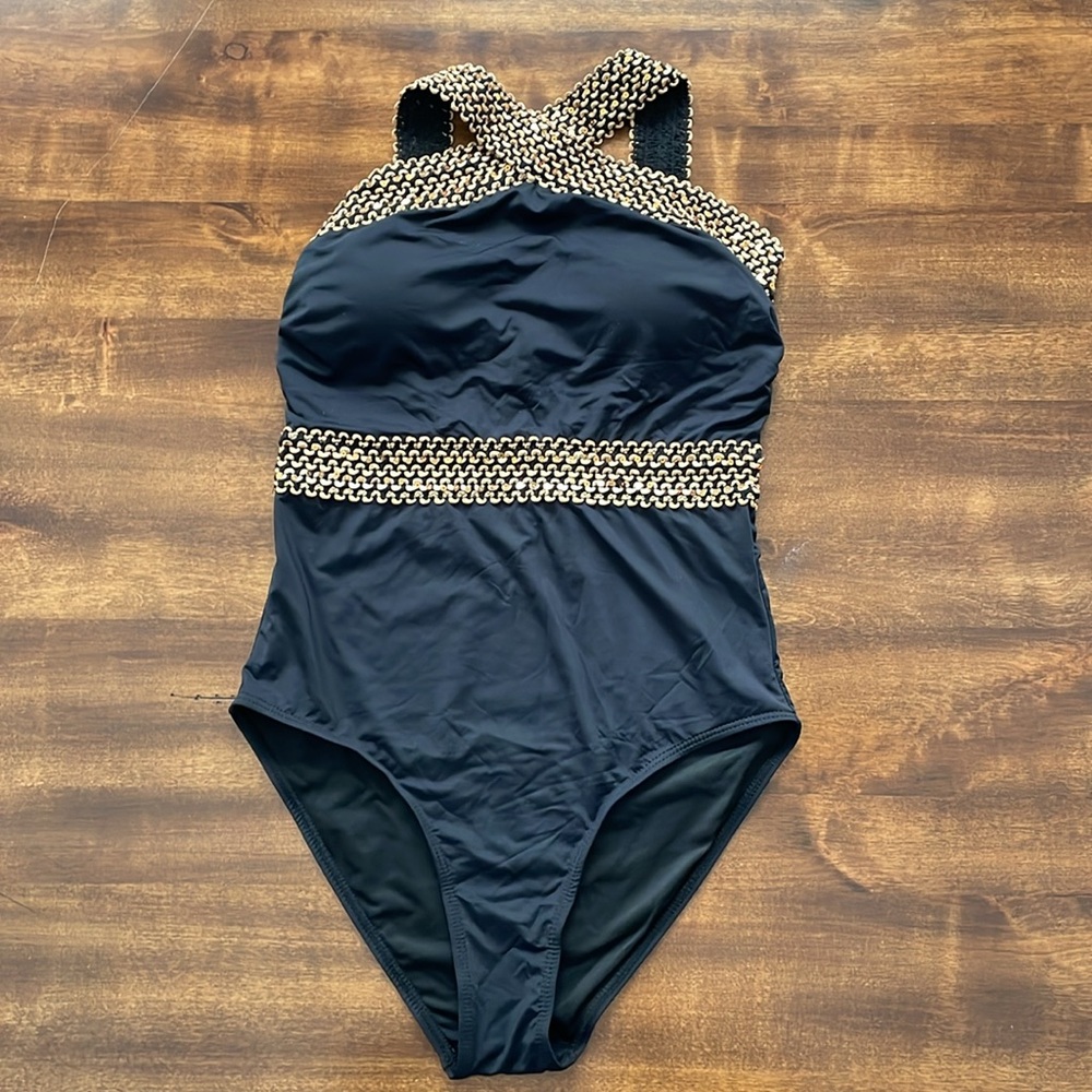 Tempt Me Crisscross‎ Halter Tummy Control Swimsuit Bathing Suit CALLOUT